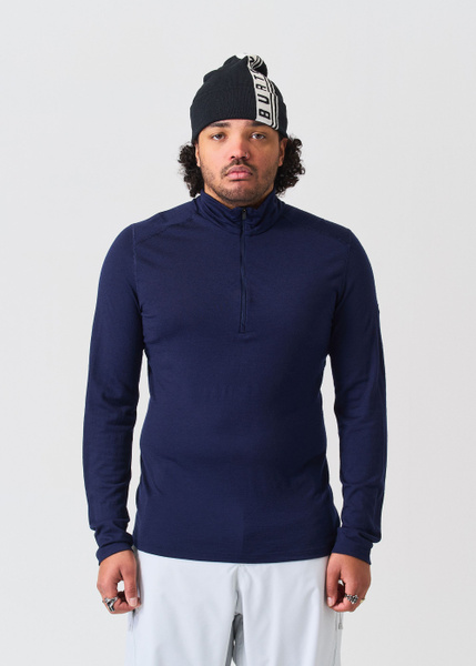 Icebreaker Bodyfit 200 – Couche De Base Laine Bleue (Femme L, Manches Longues, Fermeture 1/4 éclair)