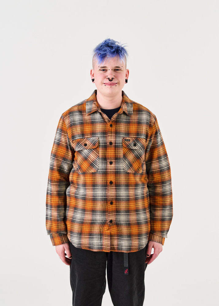 Brixton Bowery Lightweight Ultra Flannel Shirt – Terracotta/Black – XL Brixton Bowery Lightweight Ultra Flannel Shirt – Terracotta/Black – XL