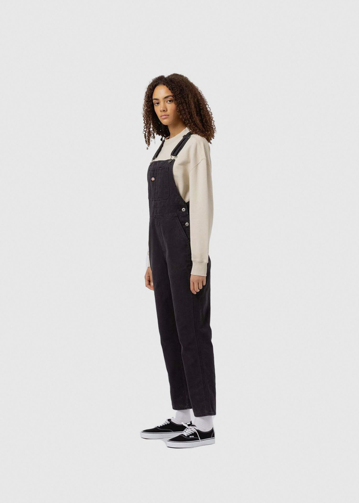 Dickies Duck Canvas Classic Bib Trousers - Stone Wash Black - S