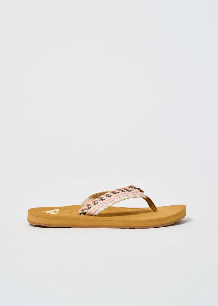 Roxy Porto Rope Sandals - Natural/Crazy Pink - UK 3